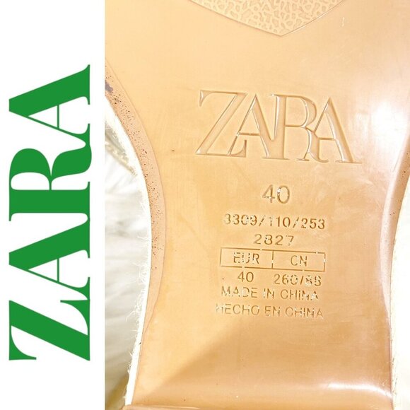 ZARA Gold Strappy Stacked Platform Wedge Open Toe Summer Sandal, Size 40 - Picture 9 of 11